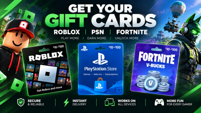 Green Gaming Gift Card Showcase